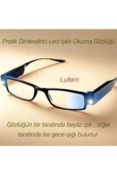 Pratik Dinlendirici LED Işıklı Okuma Gözlüğü Yazı Kitap Gündüz Gece Kullanımına Uygun Ev Seyahat ürün görseli 1