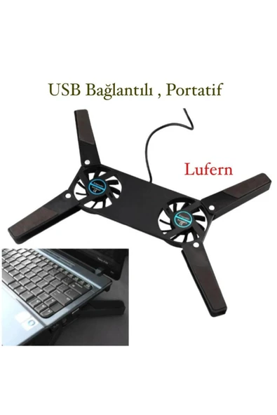 Premium Katlanabilir Laptop Soğutucu USB Bağlantılı Uzun Ömürlü 2 Fanlı Notebook Portatif ürün görseli 1