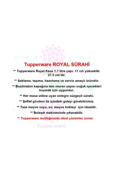 Tupperware Royal Sürahi 1.7 Litre Hsgl - Resim 2