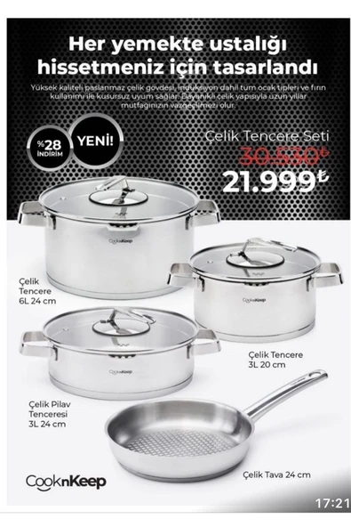 CooknKeep Çelik Tencere seti ürün görseli 1