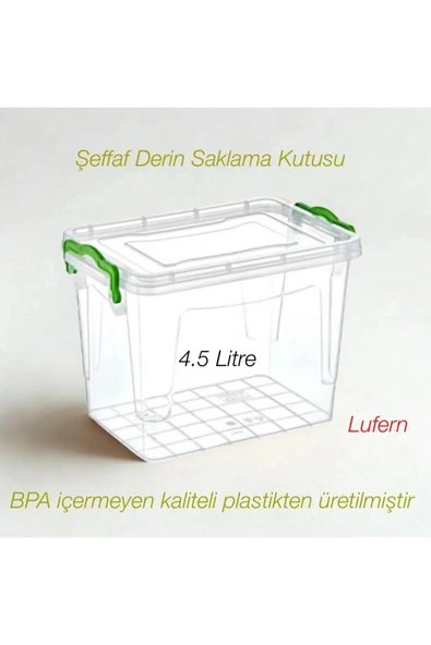 Pratik Şeffaf Derin Saklama Kutusu 4.5 Litre Gıdalar Temizlik Ürünleri Hava Geçirmez Yıkanabilir ürün görseli 1