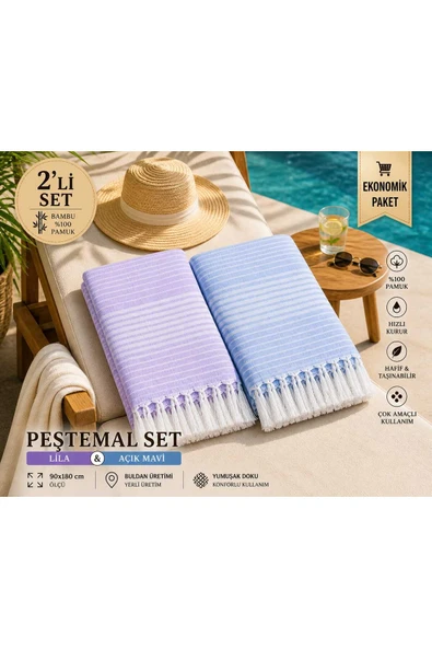 Altıntaş soft 2 Li Bambu Peştemal %100 Pamuk 90*180cm Ebat Buldan Üretim Plaj-Deniz-Hamam-Spa Çok Amaçlı Kullanım ürün görseli 1