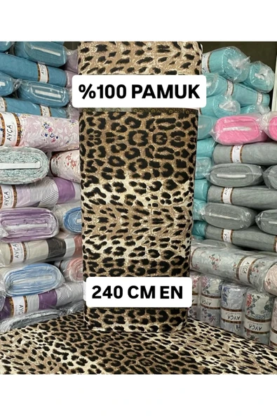 Loova Kumaş"nevresim-çarşaf-çanta-perde-yastıklık" leopar desen 240 cm en pamuk ürün görseli 1