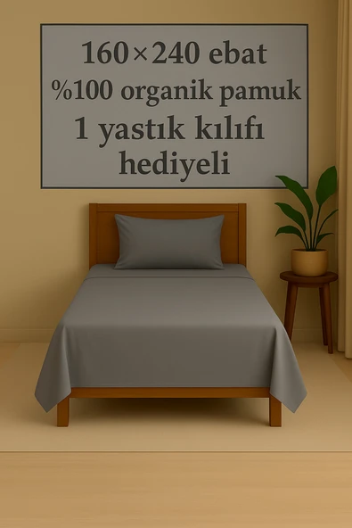 Loova Lastiksiz çarşaf tek kişilik %100 pamuk 4 köşe dikili 1 yastık kılıfı hediyeli 160×240 ebat ürün görseli 1