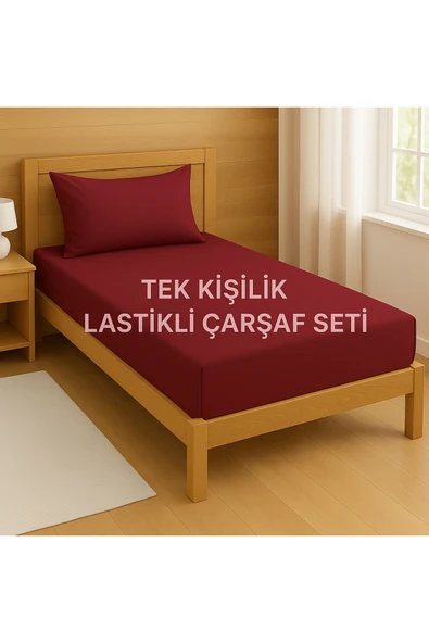 Loova Tek kişilik lastikli çarşaf takımı %100 pamuk yastık kılıfı dahil 100×200 ürün görseli 1