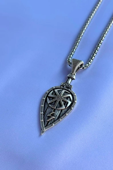 Begondio Viking Kolovrat Kalkan El İşçiliği Paslanmaz Çelik Zincir Erkek Kolye ürün görseli 1