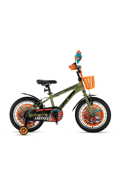 GERONI X-FORCE - 16" MTB - 10' - Vitessiz - V.B - Mat Haki/Turuncu Çocuk Bisikleti ürün görseli 1
