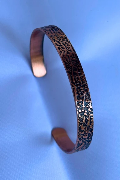 Begondio Geometrik Desenli El İşçiliği ile Üretilmiş Unisex Bakır Bileklik ürün görseli 1