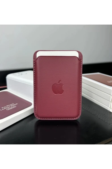 RainyFire Tech MagSafe Animasyonlu Orijinal Deri Cüzdan Tüm Modellerle Uyumlu - Bordo ürün görseli 1