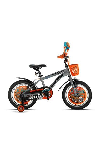 GERONI X-FORCE - 16" MTB - 10' - Vitessiz - V.B - Nardo Gri-Siyah/Turuncu Çocuk Bisikleti ürün görseli 1