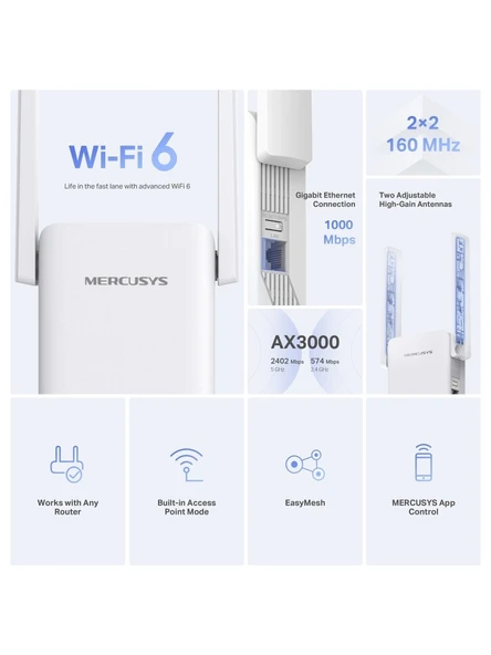 Mercusys ME80X AX3000 WiFi Range Extende - Resim 4