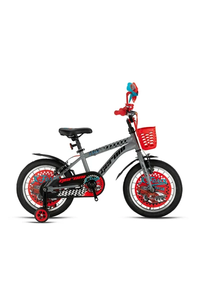 GERONI X-FORCE - 16" MTB - 10' - Vitessiz - V.B - Nardo Gri-Siyah/Kırmızı Çocuk Bisikleti ürün görseli 1