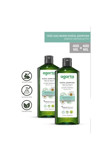 Agarta Yağlı Saçlar için Arındırıcı Tuzsuz Şampuan 400ml x 2 Adet ürün görseli 1