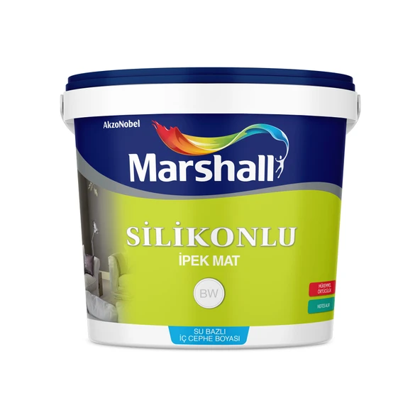 Marshall Silikonlu İpek Mat İç Cephe Boyası BW Baz Beyaz Silinebilir 7,5 L ürün görseli 1