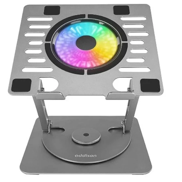 Addison AD-RC35 360 Derece Dönebilen Fanlı RGB Işıklı Metal Laptop Stand ürün görseli 1