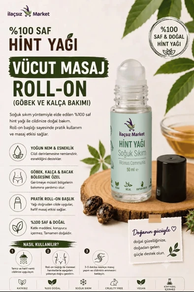 Hint Yağı Vücut Masaj Roll-On (Göbek ve Kalça Bakımı) - 50 CC ürün görseli 1
