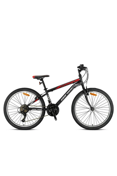 GERONI MARS - 24" MTB - 13' - 21 Vites - V.B  - Mat Siyah-Gri/Kırmızı Çocuk Bisikleti ürün görseli 1