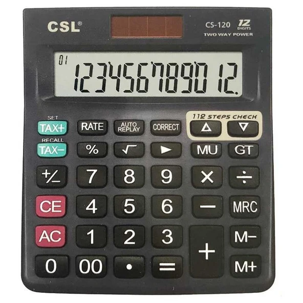 CSL CS-120 12 Hane Masa Tipi İşlem Kontrollü Hesap Makinesi ürün görseli 1