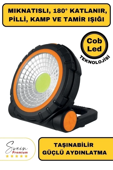Taşınabilir Cep Boy Pilli Mıknatıslı Katlanır Ayaklı Kamp Bahçe Ev Için Mini Cob Projektör Led Işık ürün görseli 1