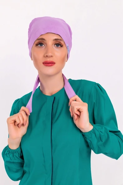 Tesettür Düz Lila Renk Cerrahi Doktor Hemşire Aşçı Hastane Saç Bonesi ürün görseli 1