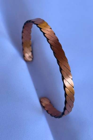 Begondio Geometrik Desenli El İşçiliği ile Üretilmiş Unisex Bakır Bileklik ürün görseli 1