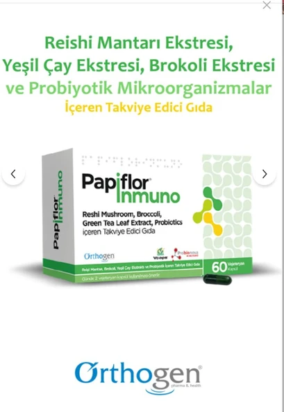 Orthogen Papiflor İnmuno 60 Vejeteryan Kapsül ürün görseli 1