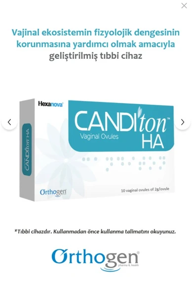 Orthogen Canditon Vajinal 10'lu Ovül ürün görseli 1