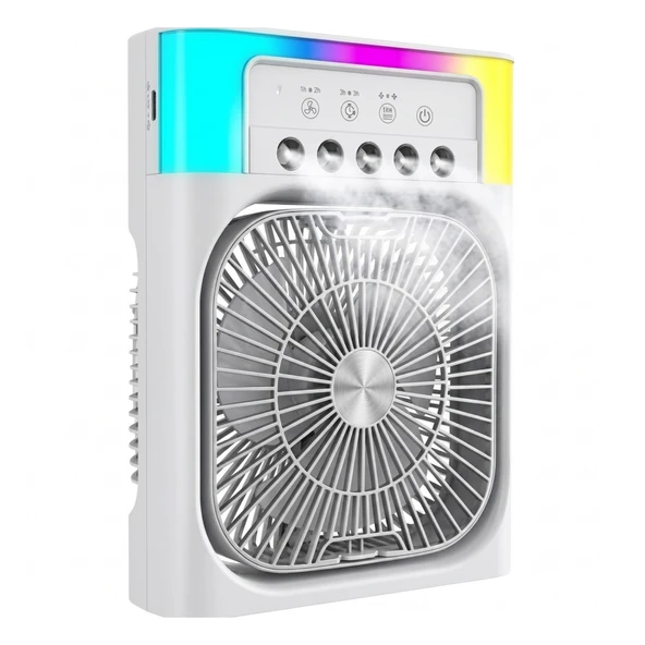 Okmore Turbo Soğutmalı Buz Hazneli RGB Işıklı Su Buharlı Portatif Fan Vantilatör ürün görseli 1