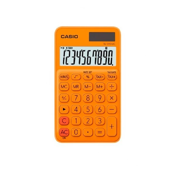 Casio SL-310UC-RG Cep Tipi 10 Hane Turuncu Hesap Makinesi ürün görseli 1