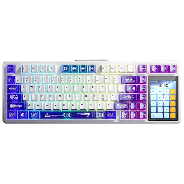Aula L99 Raindrop Switch Hot Swap 4" Ekranlı RGB Mor Kablosuz Gaming Klavye ürün görseli 1