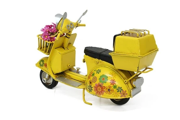 Dekoratif Metal Scooter Sepetli - Resim 2