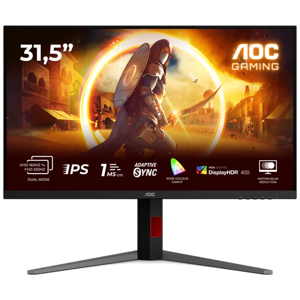 AOC U32G4U 31.5" 4K 160Hz FHD 320Hz 0.5ms HDMI DP G-Sync Pivot HDR400 UHD-FHD Dual Mode Fast IPS Gaming Monitör ürün görseli 1
