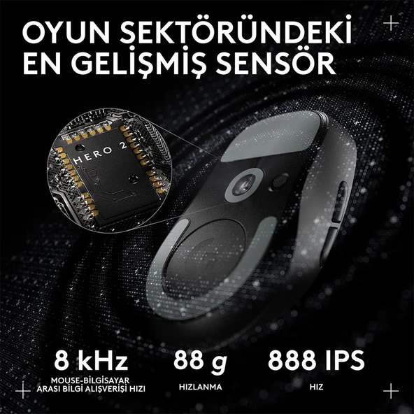 LOGITECH G PRO X SUPERLIGHT 2C KOMPAKT KABLOSUZ GAMING MOUSE-SİYAH - Resim 4