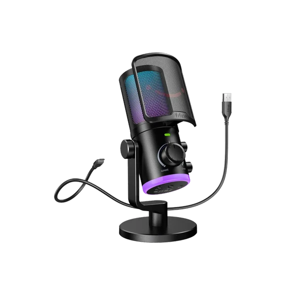 Fifine Ampligame AM6 USB RGB Yayıncı Bilgisayar Mikrofonu ürün görseli 1