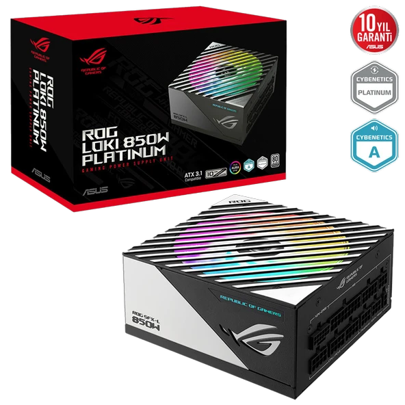 ASUS ROG LOKI SFX-L 850W 80+ Platinum ATX3.1 Gen 5.1 ARGB Full Modüler 120mm Fanlı PSU ürün görseli 1