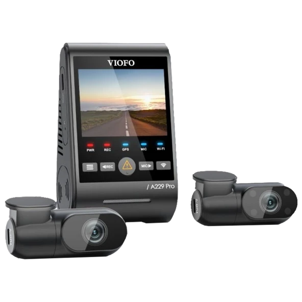 VIOFO A229 Pro 4K 2K 1080P 3 Kameralı HDR Sony Starvis 2 Sensörlü Wİ-Fi GPS'li Araç Kamerası ürün görseli 1