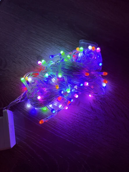 10m 100 Led Damla Uçlu RGB Işık Şeffaf Kablo ürün görseli 1