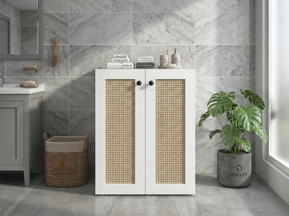 Kenzlife çamaşır makinesi dolabı tatyana mat beyaz 90*70*60 hazeran kare kapak MDF gövde ürün görseli 1
