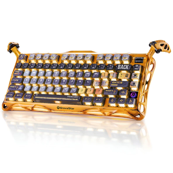 GravaStar Mercury K1 Pro RGB Linear Key Switch İngilizce Q Battle-Worn Yellow Kablosuz Gaming Klavye ürün görseli 1