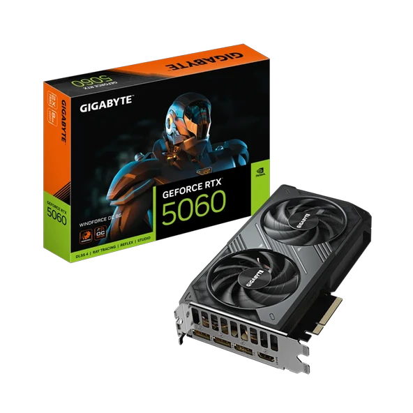 GIGABYTE GeForce RTX 5060 WINDFORCE OC 8G GDDR7 DLSS 4 128 Bit Ekran Kartı ürün görseli 1