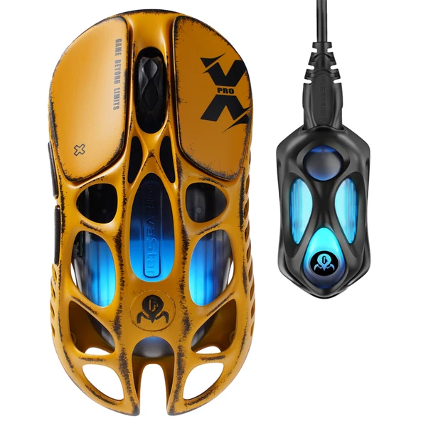 GravaStar Mercury XPro RGB 32000 DPI 8000Hz Dongle Battle Worn-Yellow Kablosuz Gaming Mouse ürün görseli 1