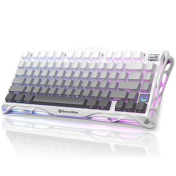 GravaStar Mercury K1 RGB Linear Key Switch İngilizce Q Gradient White Kablosuz Gaming Klavye ürün görseli 1