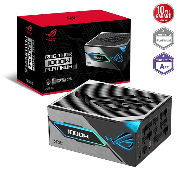 ASUS ROG THOR 1000P3 1000W 80+ Platinum ATX 3.1 Gen 5.1 Full Modüler 135mm Fanlı ATX PSU ürün görseli 1