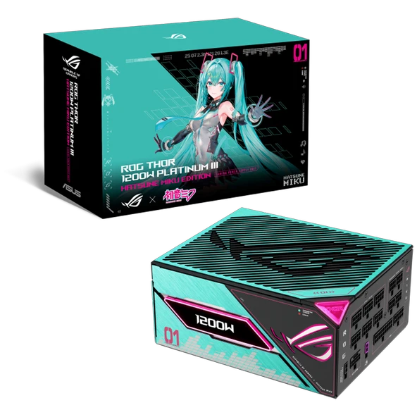 ASUS ROG THOR 1200W 80+ Platinum Hatsune Miku Edition ARGB ATX 3.1 Gen5 Full Modüler PSU ürün görseli 1