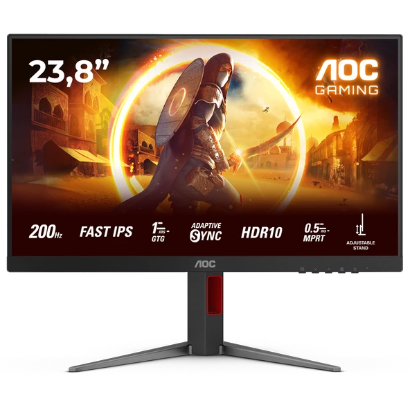 AOC 24G4HA 23.8" 200Hz 1ms HDMI DP G-Sync AdaptiveSync Pivot HDR10 FHD Fast IPS Gaming Monitör ürün görseli 1