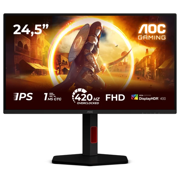 AOC 25G4KUR 24.5" 420Hz(OC) 1ms HDMI DP AdaptiveSync HDR400 Pivot FHD Fast IPS Gaming Monitör ürün görseli 1