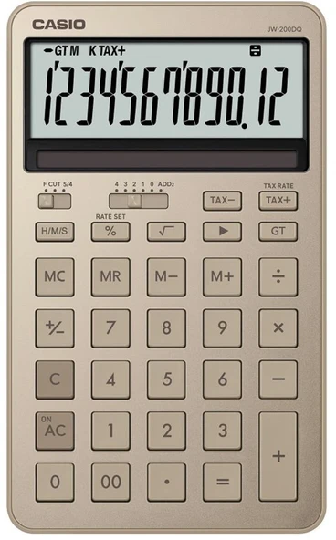Casio JW-200DQ-GD12 Hane Parlak Altın Masa Üstü Hesap Makinesi ürün görseli 1