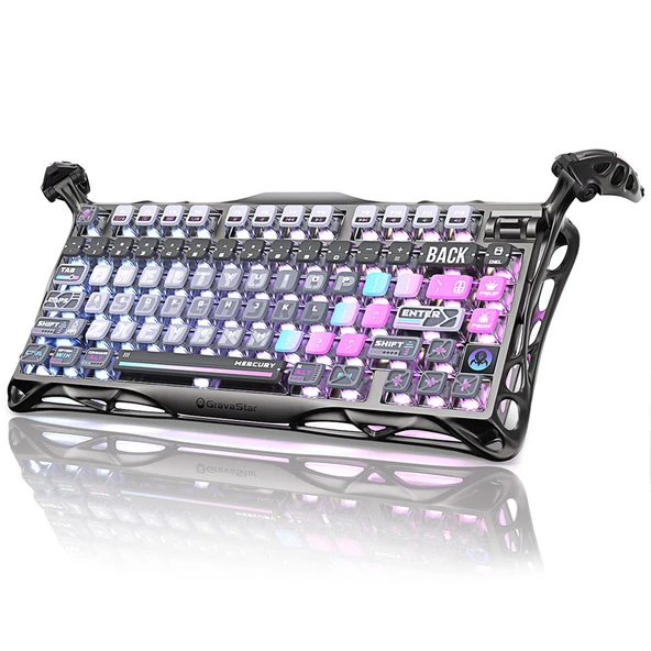 GravaStar Mercury K1 Pro RGB Linear Key Switch İngilizce Q Cyberpunk Kablosuz Gaming Klavye ürün görseli 1