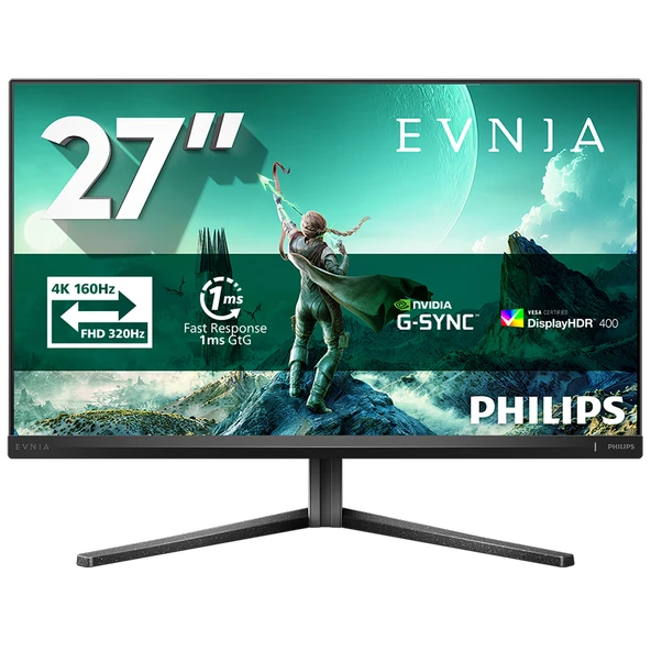 Philips Evnia 27M2N3800A 27" 4K 160Hz FHD 320Hz 0.5ms HDMI DP AdaptiveSync Pivot HDR400 Dual Mode FAST IPS Gaming Monitör ürün görseli 1