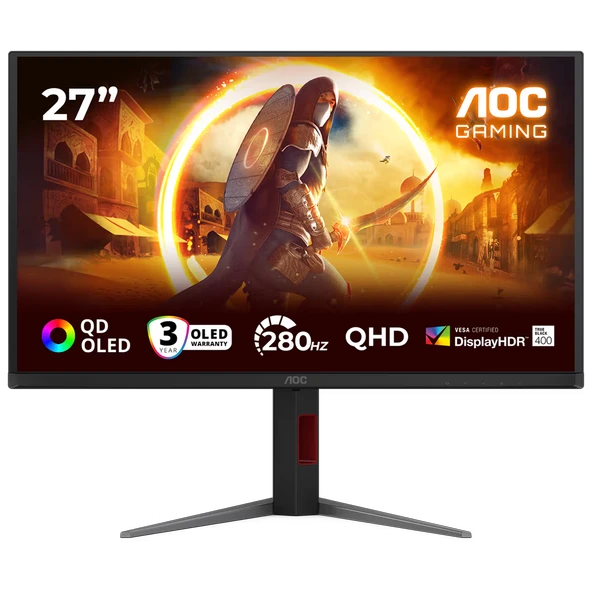 AOC Q27G4ZD 27" 280Hz 0.03ms HDM DPI G-Sync HDR400 Pivot QHD QD-OLED Monitör ürün görseli 1